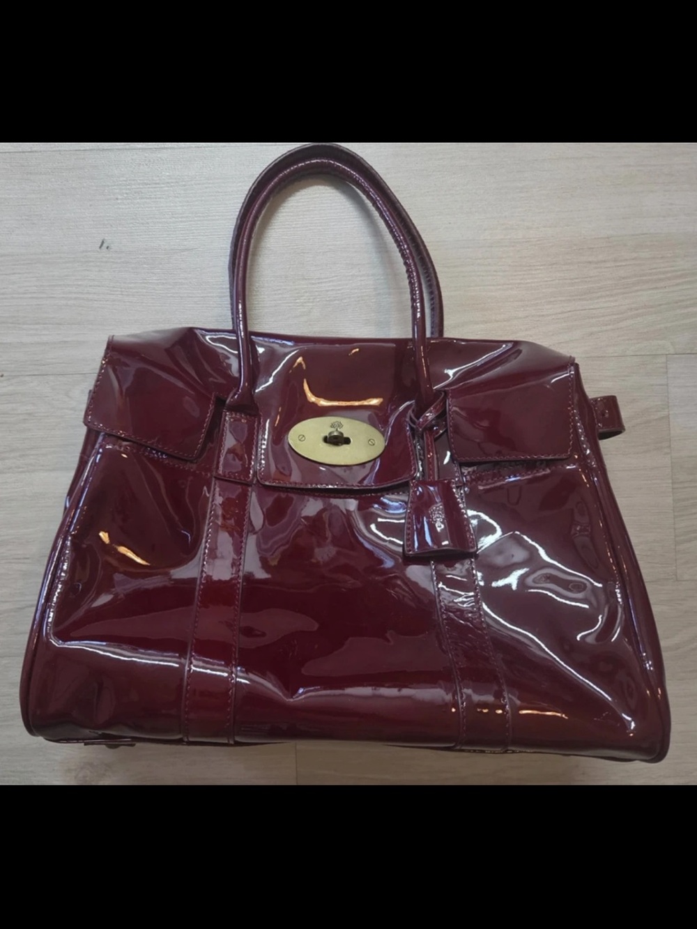 Mulberry Glossy Patent Satchel in Burgundy